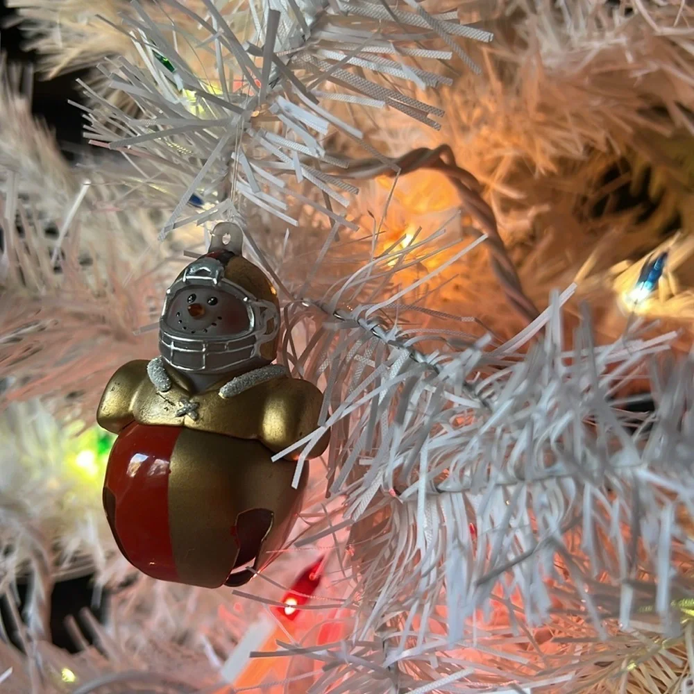 ❤️ Snowman Football Jingle Sleigh Bell Christmas Ornament